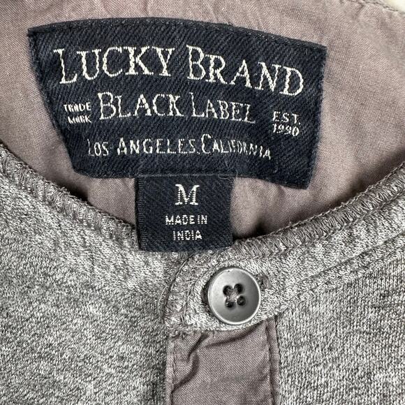 Lucky Brand Black Label Men's Henley Shirt Gray Mid Weight Long Sleeve Size Med - Picture 8 of 13